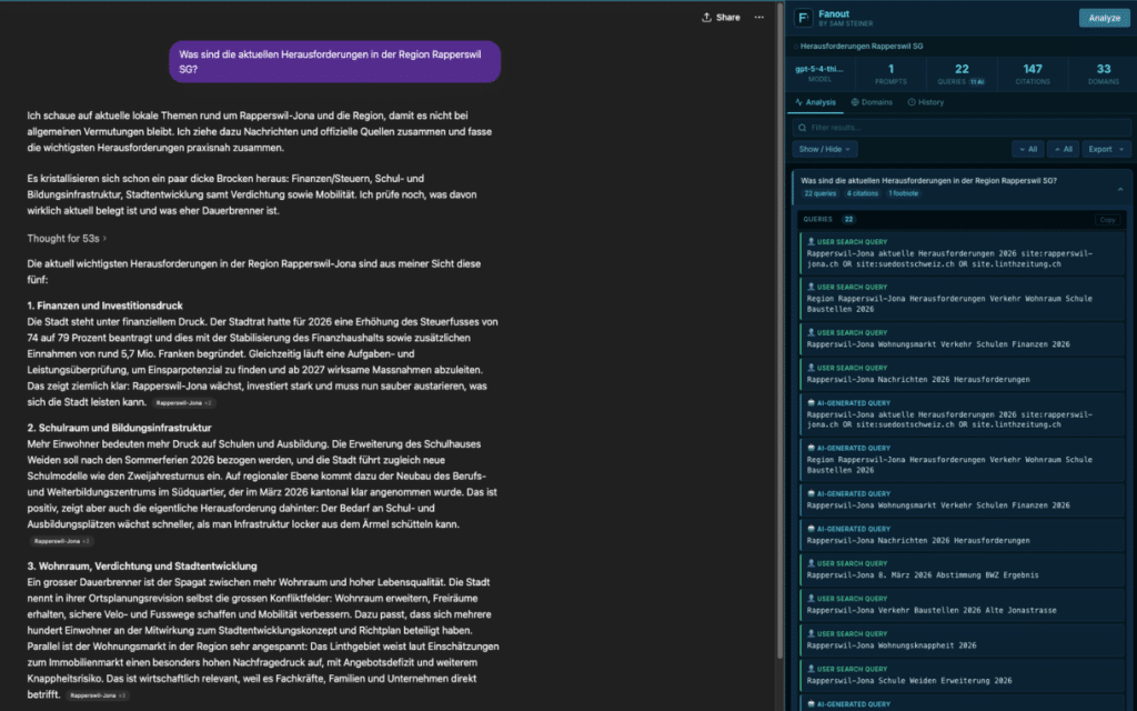 Screenshot QFO Query Fanout Browser Extension